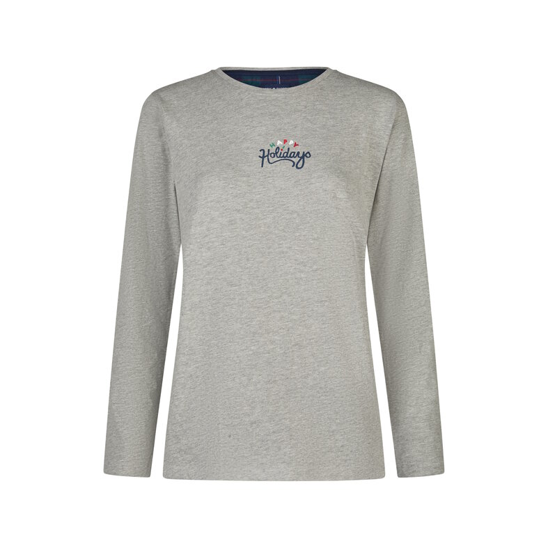 Happy Shorts Happy Shorts Dames Kerst Pyjama Set Shirt + Broek Grijs/Groen Geruit