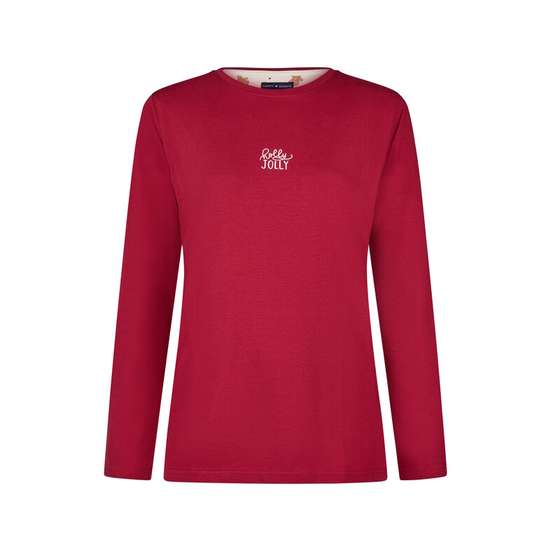 Happy Shorts Happy Shorts Dames Kerst Pyjama Set Shirt + Broek Rood/Wit Gingerbread