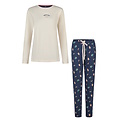 Happy Shorts Happy Shorts Dames Kerst Pyjama Set Shirt + Broek Wit/Donkerblauw Gingerbread
