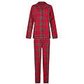 Happy Shorts Happy Shorts Dames Kerst Pyjama Set Shirt + Broek Rood Geruit Flanel