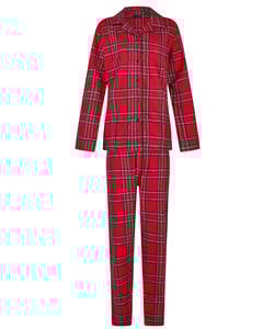 Happy Shorts Dames Kerst Pyjama Set Shirt + Broek Rood Geruit Flanel