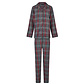 Happy Shorts Happy Shorts Ladies Christmas Pajama Set Shirt + Pants Gray/Red Checkered Flannel