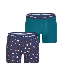 Happy Shorts Men's Boxer Shorts Christmas 2-Pack Dark Blue/Green