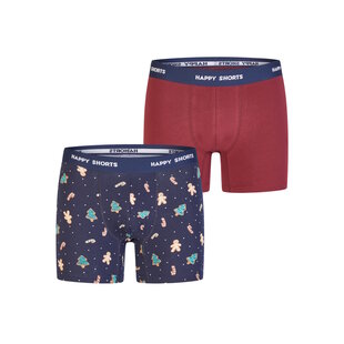 Happy Shorts Men's Boxer Shorts Christmas 2-Pack Dark Blue/Bordeaux
