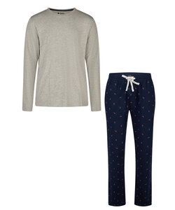 Happy Shorts Heren Kerst Pyjama Set Shirt + Broek Grijs/Donkerblauw Zuurstok Print