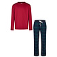 Happy Shorts Happy Shorts Men's Christmas Pajama Set Shirt + Pants Red/Green Checkered Flannel