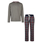 Happy Shorts Happy Shorts Men's Christmas Pajama Set Shirt + Pants Gray/Red Checkered Flannel