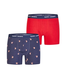 Happy Shorts Men's Boxer Shorts Christmas 2-Pack Dark Blue/Red