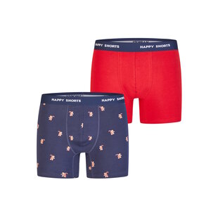 Happy Shorts Men's Boxer Shorts Christmas 2-Pack Dark Blue/Red