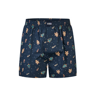 Happy Shorts Wide Christmas Boxer Shorts Men's Gingerbread Blue