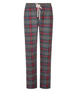 Happy Shorts Ladies Pyjama Pants Long Gray/Red Checkered Flannel