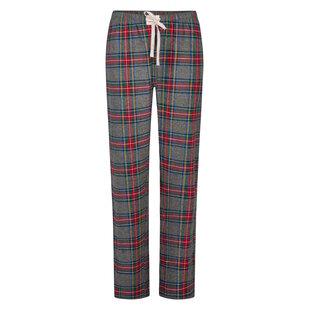 Happy Shorts Ladies Pyjama Pants Long Gray/Red Checkered Flannel