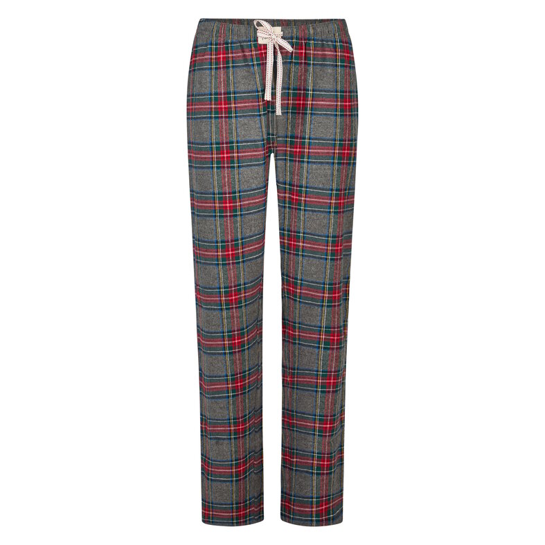 Happy Shorts Happy Shorts Dames Pyjama Broek Lang Grijs/Rood Geruit Flanel