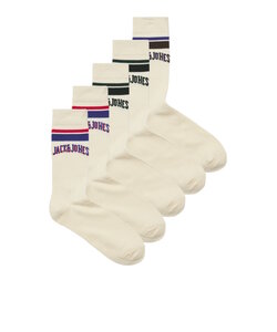 Jack & Jones Junior Boys Sports Socks JACMATEO Tennis Socks 5-Pack Cream White