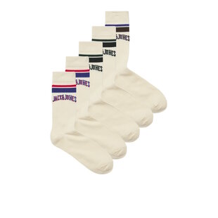 Jack & Jones Junior Boys Sports Socks JACMATEO Tennis Socks 5-Pack Cream White