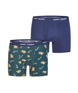 Happy Shorts Men's Boxer Shorts Christmas 2-Pack Green/Dark Blue
