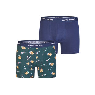 Happy Shorts Heren Boxershorts Kerst 2-Pack Groen/Donkerblauw
