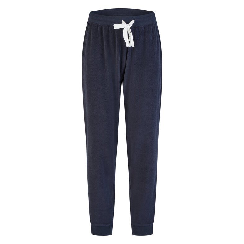 By Louise By Louise Ladies Winter Pajama Set Long Terry Dark Blue Striped