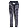 By Louise By Louise Dames Winter Pyjama Set Lang Badstof Wit/Donkerblauw Gestreept