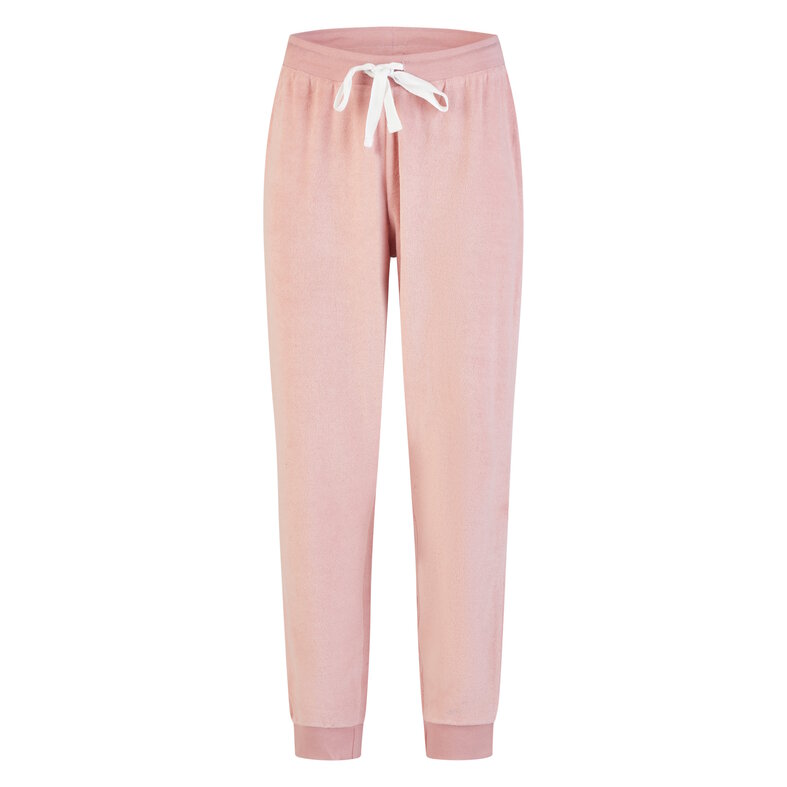 By Louise By Louise Dames Winter Pyjama Set Lang Badstof Roze Gestreept