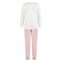 By Louise By Louise Ladies Winter Pajama Set Long Terry White/Pink Striped