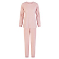 By Louise By Louise Dames Winter Pyjama Set Lang Badstof Roze Gestreept