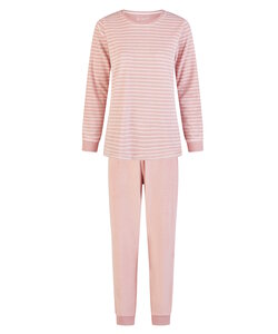 By Louise Dames Winter Pyjama Set Lang Badstof Roze Gestreept