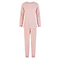 By Louise By Louise Dames Winter Pyjama Set Lang Badstof Roze Gestreept