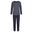 By Louise By Louise Ladies Winter Pajama Set Long Terry Dark Blue Striped