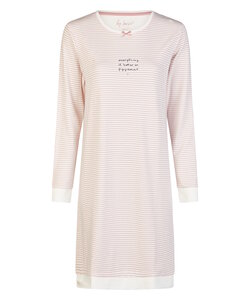 By Louise Ladies Nightshirt Interlock Long Sleeve Pink/White Striped