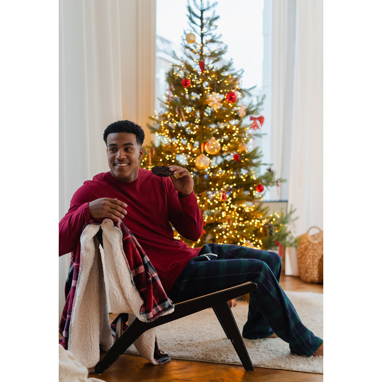 Happy Shorts Happy Shorts Men's Christmas Pajama Pants Long 2-Pack Gingerbreadmen/Checked