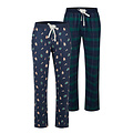 Happy Shorts Happy Shorts Men's Christmas Pajama Pants Long 2-Pack Gingerbreadmen/Checked