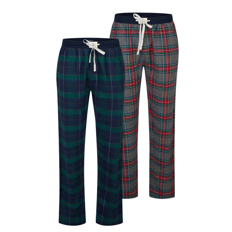 Happy Shorts Happy Shorts Heren Kerst Pyjamabroek Lang 2-Pack Geruit