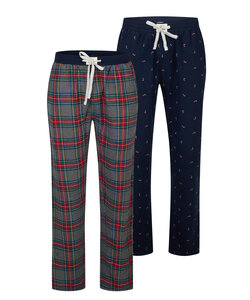 Happy Shorts Heren Kerst Pyjamabroek Lang 2-Pack Sugar Cane/Geruit