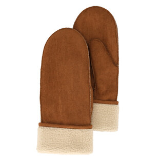 Sarlini Ladies Suede Mittens Cognac