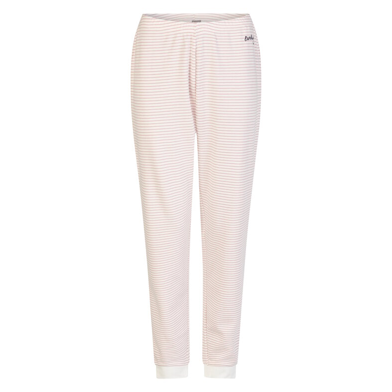 By Louise By Louise Dames Winter Pyjama Set Lang Interlock Roze/Wit Gestreept