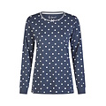 By Louise By Louise Ladies Winter Pajama Set Long Interlock Dark Blue Polka Dot