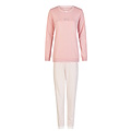 By Louise By Louise Dames Winter Pyjama Set Lang Interlock Roze/Wit Gestreept