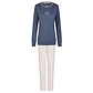 By Louise By Louise Dames Winter Pyjama Set Lang Interlock Blauw/Wit Print