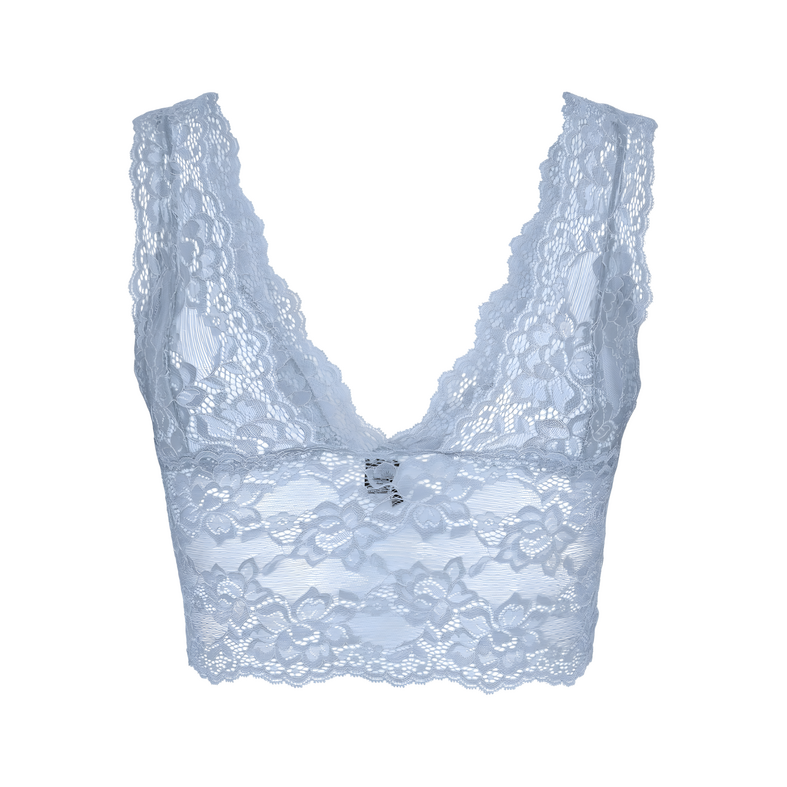 PIECES Pieces Dames Bralette Bra Top Kant Microfiber Lichtblauw