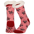Apollo Apollo Dames Kerst Huissokken Met Antislip Roze Print