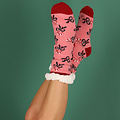 Apollo Apollo Dames Kerst Huissokken Met Antislip Roze Print