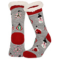 Apollo Apollo Dames Kerst Huissokken Met Antislip Grijs Print