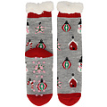 Apollo Apollo Ladies Christmas House Socks With Non-Slip Gray Print