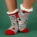 Apollo Apollo Dames Kerst Huissokken Met Antislip Grijs Print