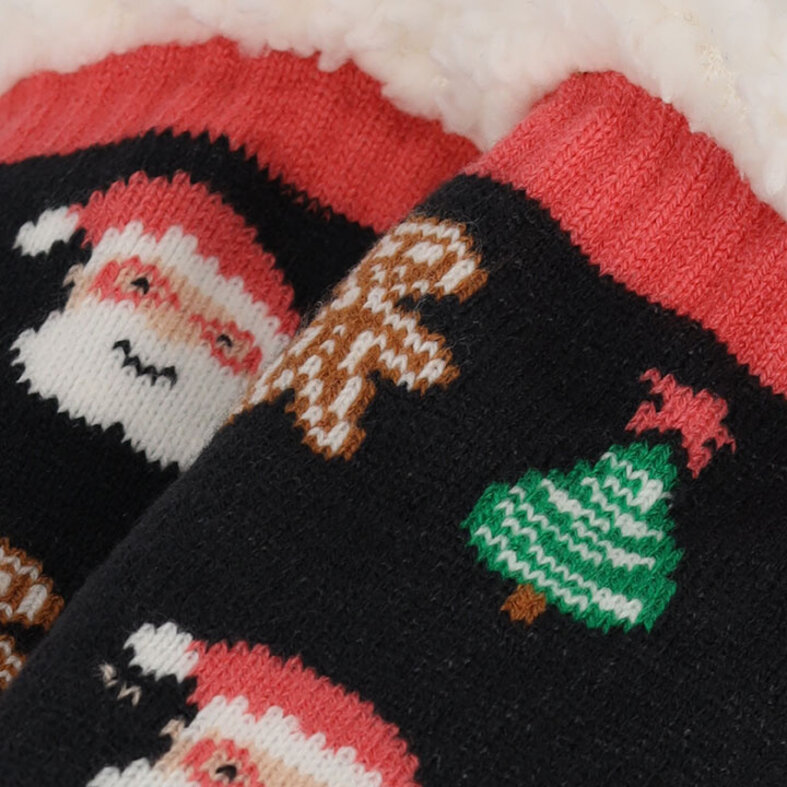 Apollo Apollo Ladies Christmas House Socks With Non-Slip Dark Blue Christmas Tree Print