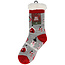Apollo Apollo Ladies Christmas House Socks With Non-Slip Gray Print