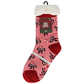 Apollo Apollo Dames Kerst Huissokken Met Antislip Roze Print