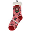 Apollo Apollo Dames Kerst Huissokken Met Antislip Roze Print