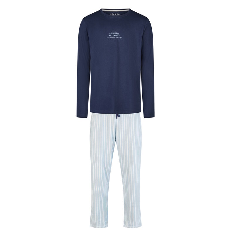 Phil & Co Phil & Co Men's Pyjama Set Long Dark Blue/Light Blue Striped